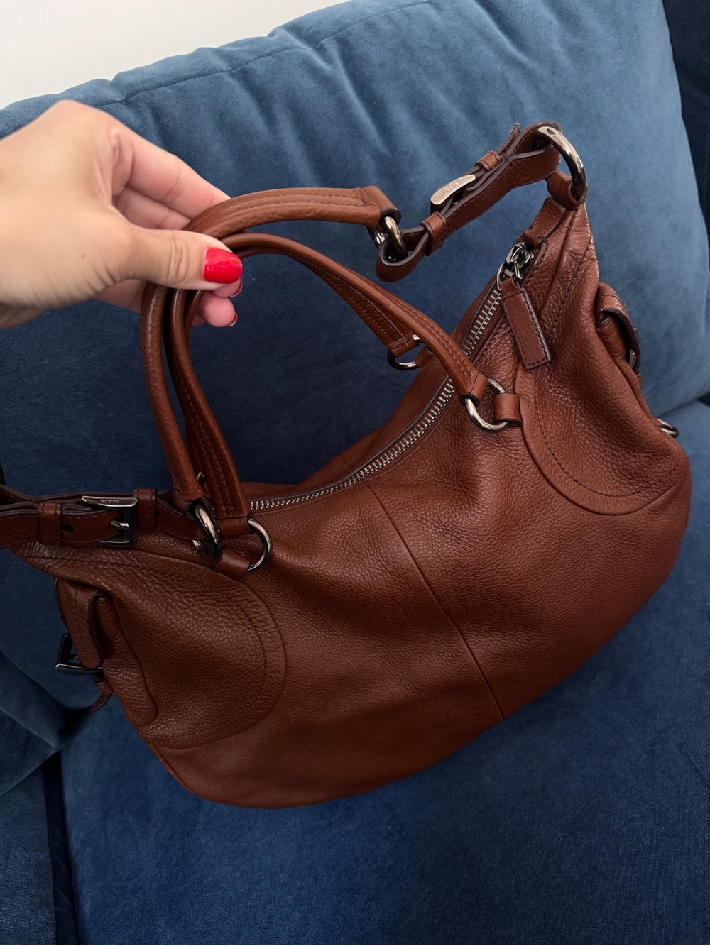 Prada Pebble Leather Dark Brown Hobo Bag - Picture 6 of 13